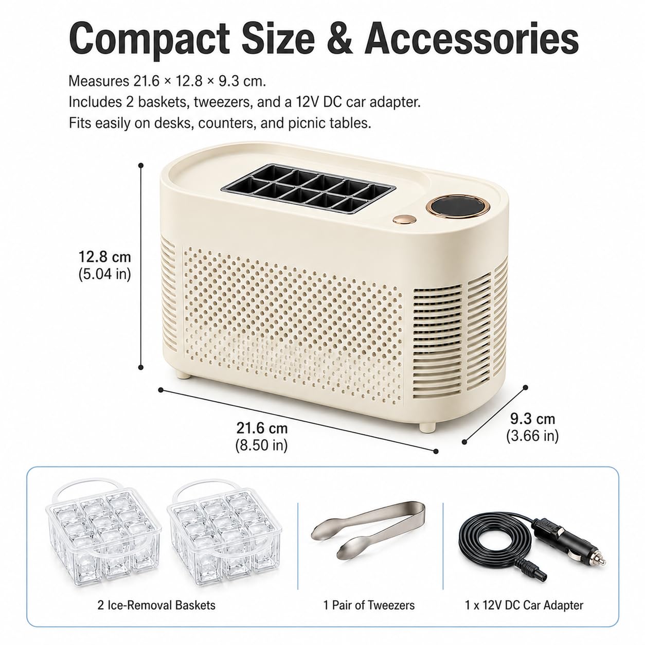 Mini macchina per il ghiaccio banco, 12 V CC, 10 cubetti in 10-15 minuti