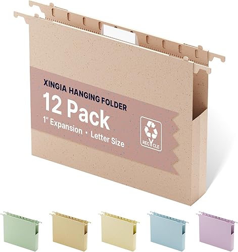 Miniatura 10 de XINGIA Carpeta colgante de capacidad adicional, tamaño carta, paquete de 12 carpetas de archivador de expansión de 1 pulgada, carpeta colgante de