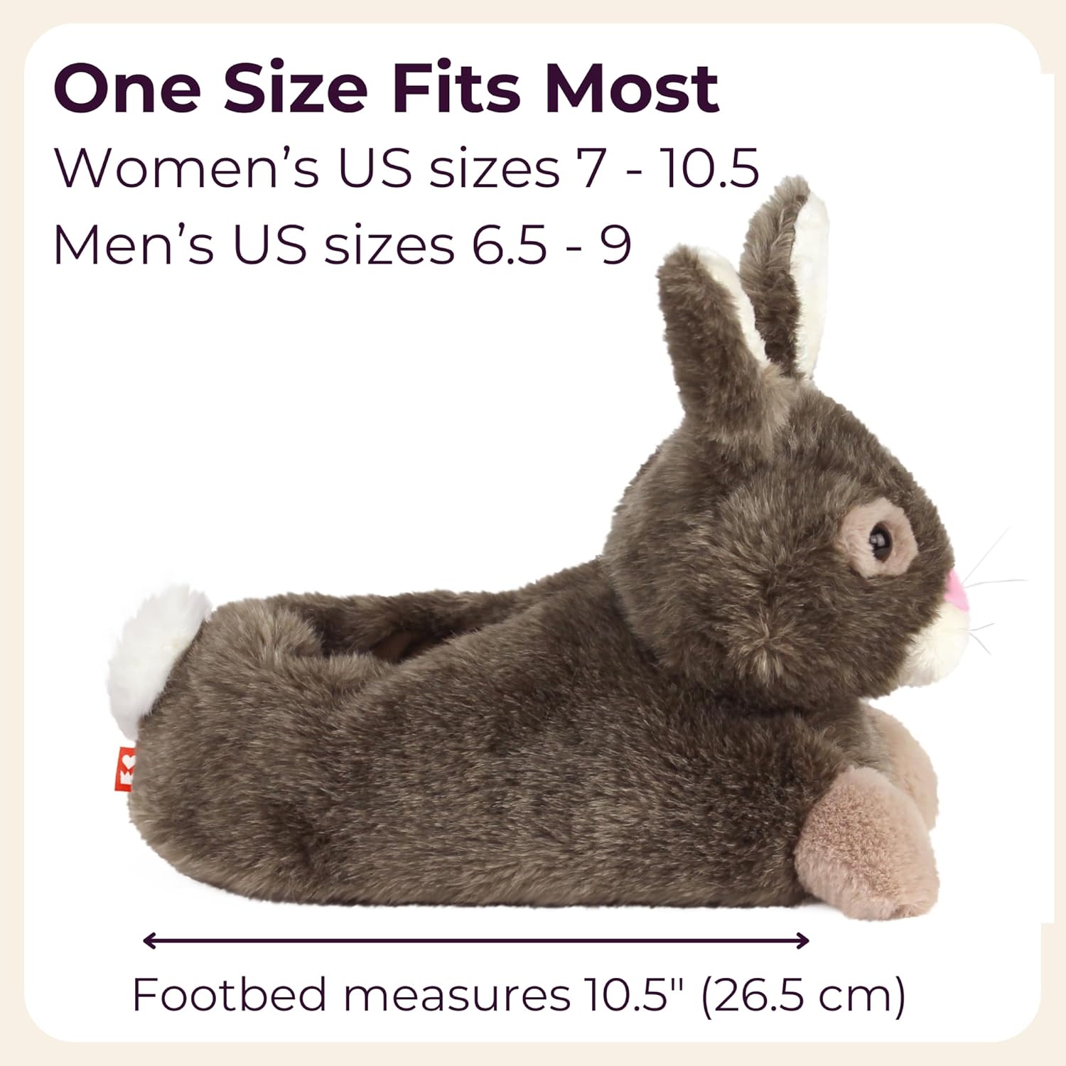 Brown Bunny Rabbit Slippers for Women and Men - Fuzzy Plush Animal Slippers for Adults - Image 3