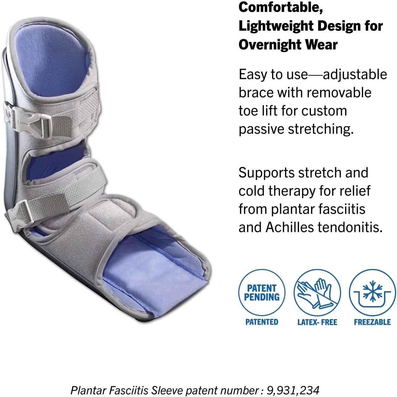 Brownmed - Nice Stretch 90 with Polar Ice - Foot Brace for Plantar Fasciitis, Achilles Tendonitis & Plantar Flexion Contractures - Fixed Angle Night Splint Boot - Small/Medium - Image 3