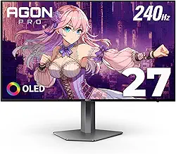 Monitor gamer para torneios AOC Agon PRO AG276QZD de 27 polegadas, OLED, 2560 x 1440, 240 Hz 0,03ms, G-SYNC, compatível com PS5, Xbox, Switch, brilhante, preto
