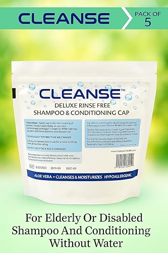 Miniatura 5 de Champú y acondicionador de lujo sin enjuague  Paquete de 5  Champú sin agua y acondicionador  Tapas de champú sin enjuague para personas mayores