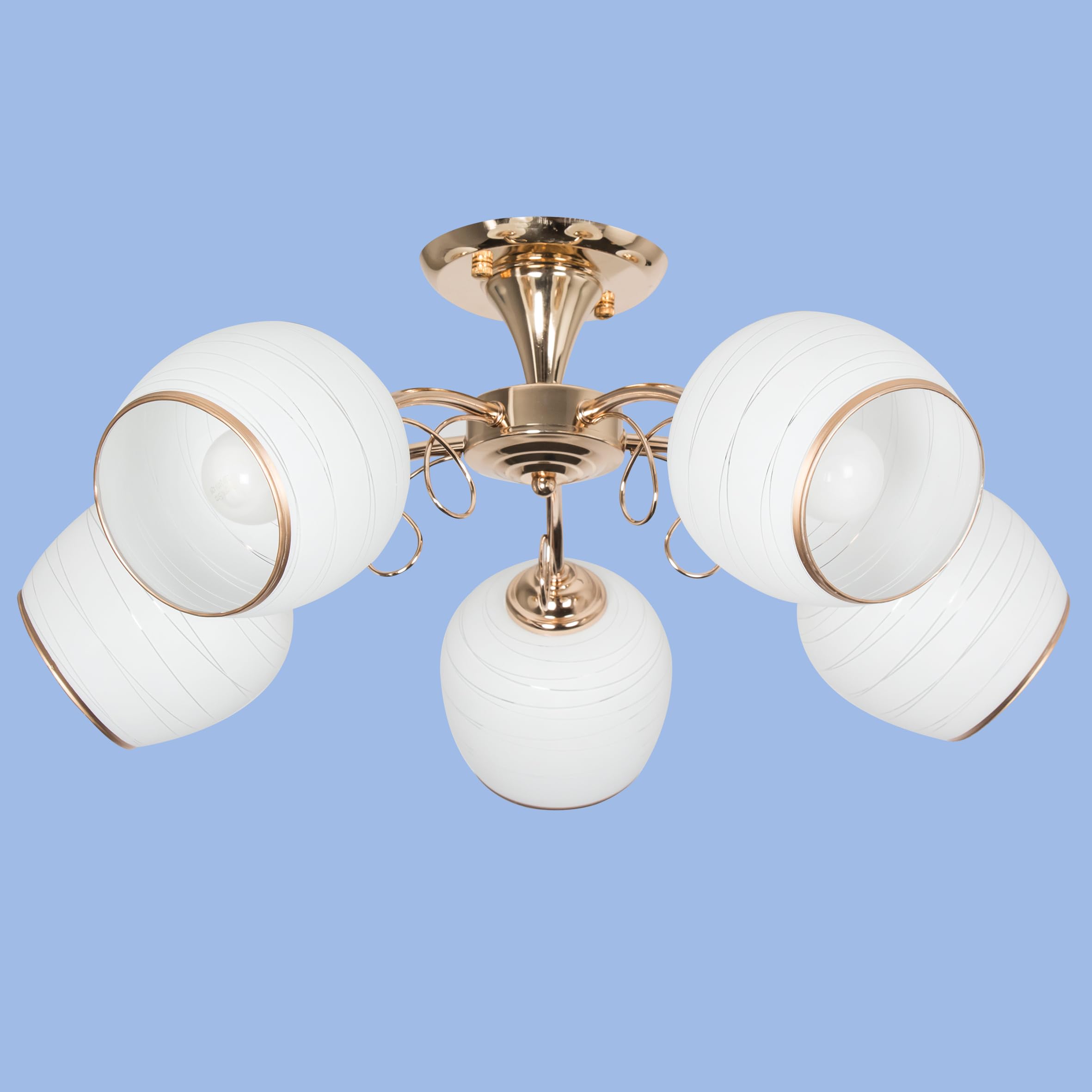 Bright Star Lighting 5 Light Modern Gold and White Glass