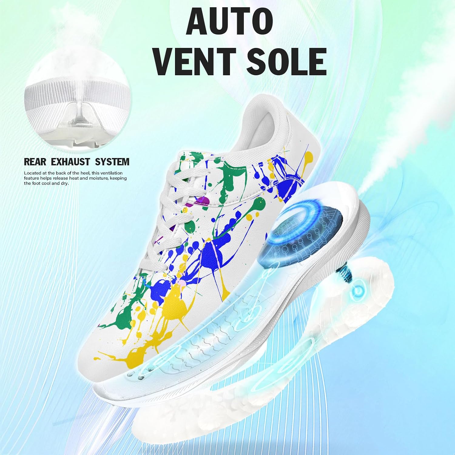 Spikeless Golf Shoes for Men Women, Breathable Golf Sneakers Paint Splash Design Athletic Walking Shoes with Heel Vent