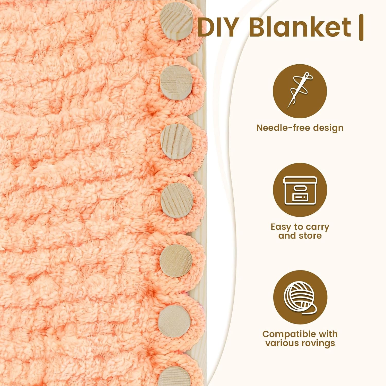 TOMAIX 48-inch Chunky Blanket Loom, Adjustable Wooden Frame, Suitable for DIY Coverlet, Ideal for Beginners and DIY Weaving Enthusiasts
