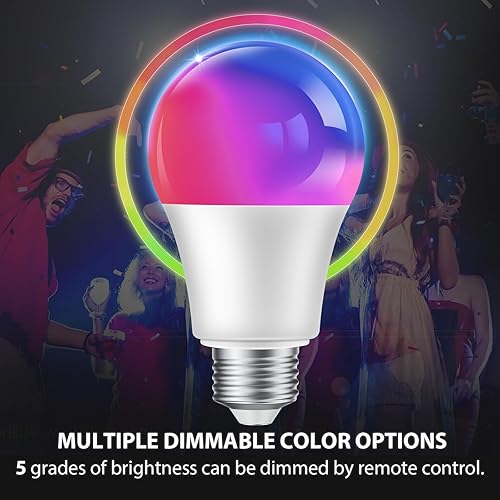 Miniatura 2 de Hurrikom Bombilla de control remoto, bombillas remotas de 5 W (A19, E26E27, equivalente a 40 W), bombilla para uso en interiores y exteriores,