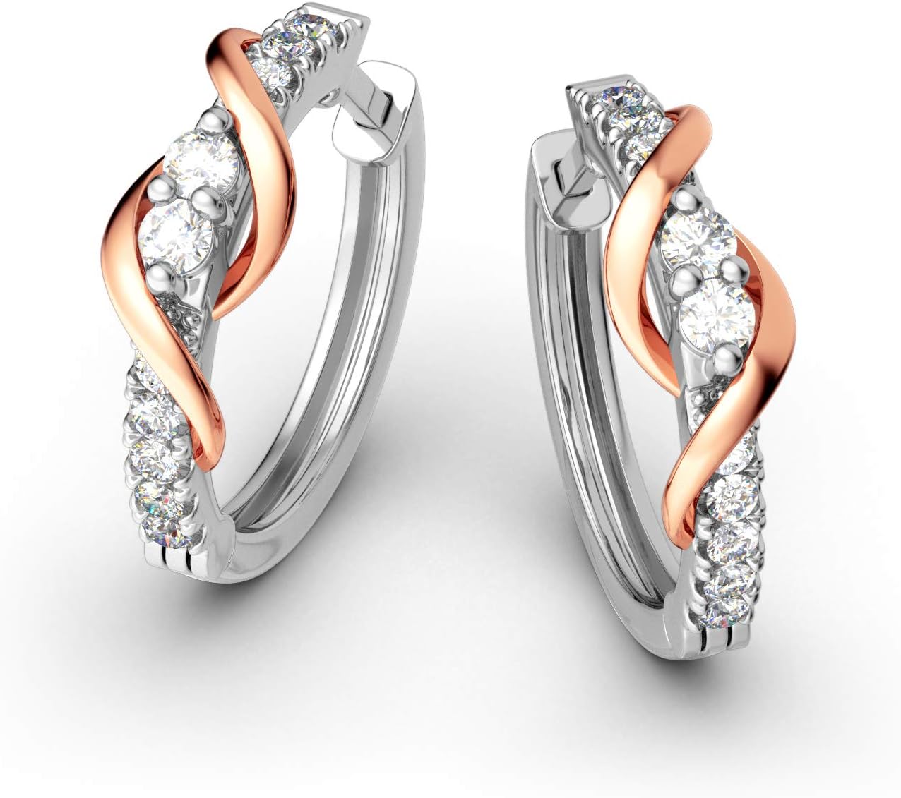 Jeulia 925 Sterling Silver Small Hoop Earrings Round Cut White Diamond Endless Stud Earrings hypoallergenic Earrings for Women Valentine Birthday Festival Gift