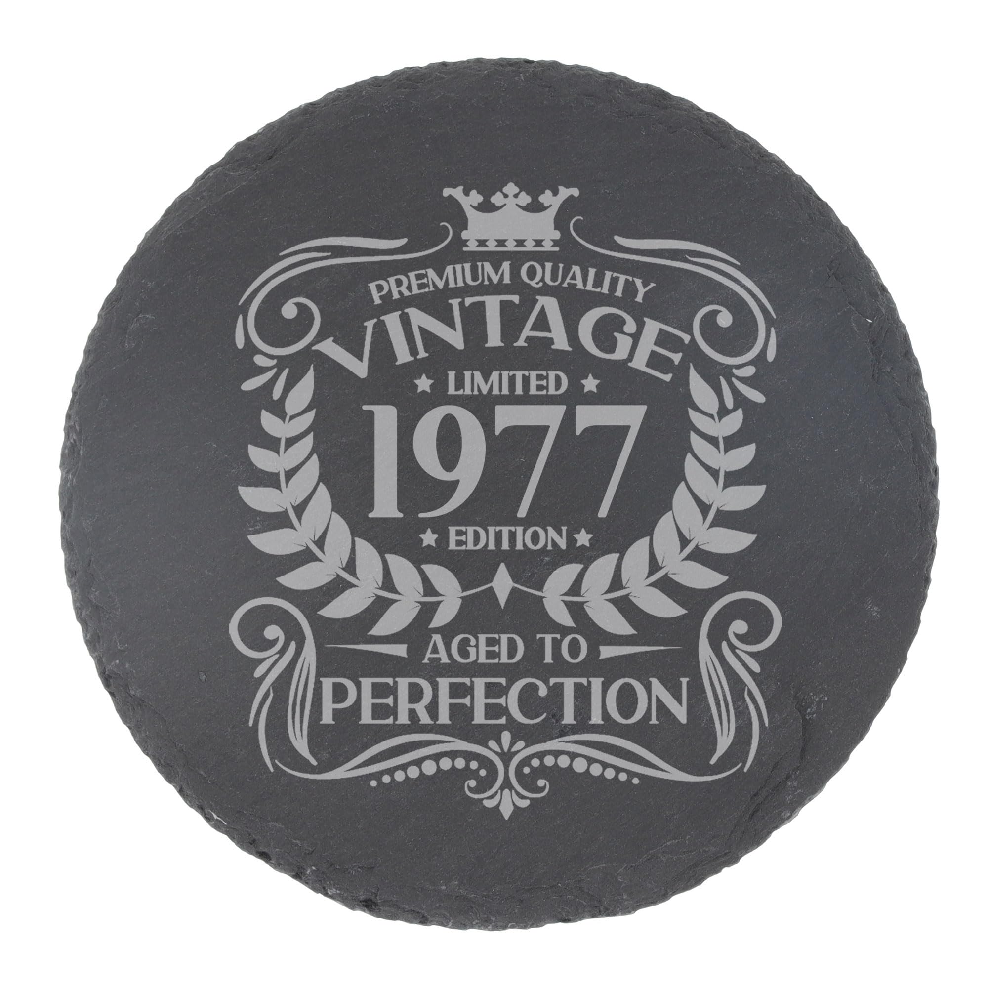 80th Birthday Gift for Men Vintage 1946 Aged to Perfection Engraved Slate Coaster Present for 80 Year Old Etched Natural Slate Placemat (Round Slate) — view 237