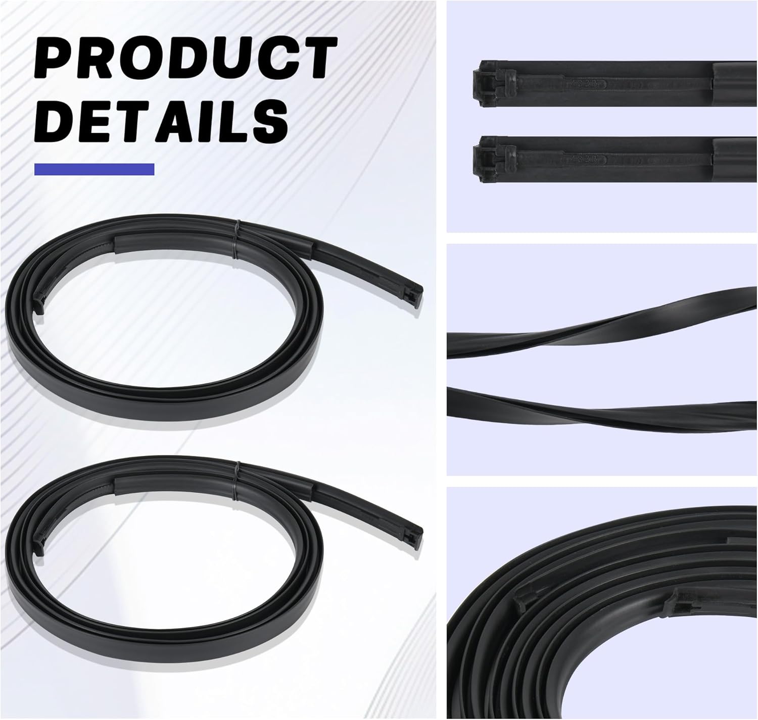 2PCS Left and Right Side Molding Side Drip Roof Trim Molding Compatible for Toyota Yaris for Sedan 2007-2011, Roof Drip Molding Strips Weatherstrip, Replace 7555152160 7555252140
