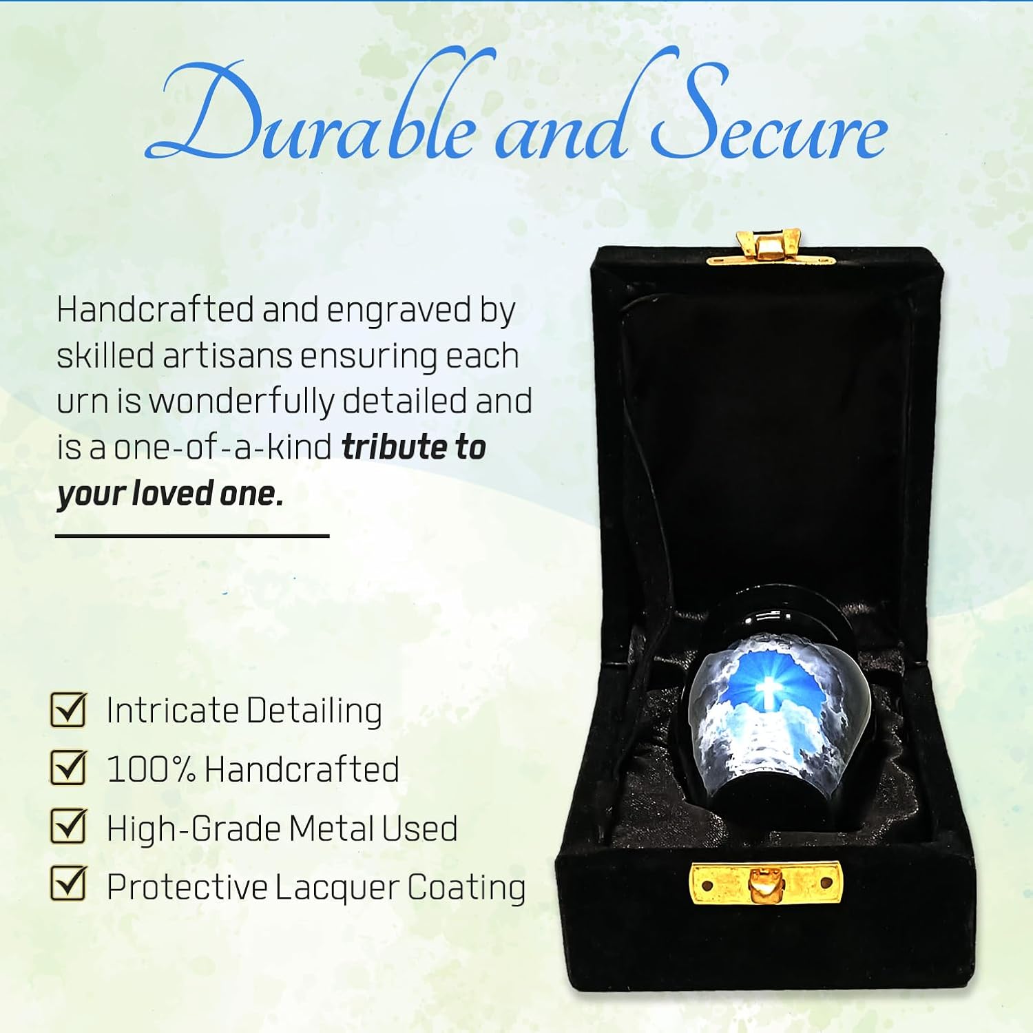 Small Keepsake Cremation Urn for Human Ashes, Stairway to Heaven Mini Cross Cremation Urns for Ashes for Funeral Memorial Urns
