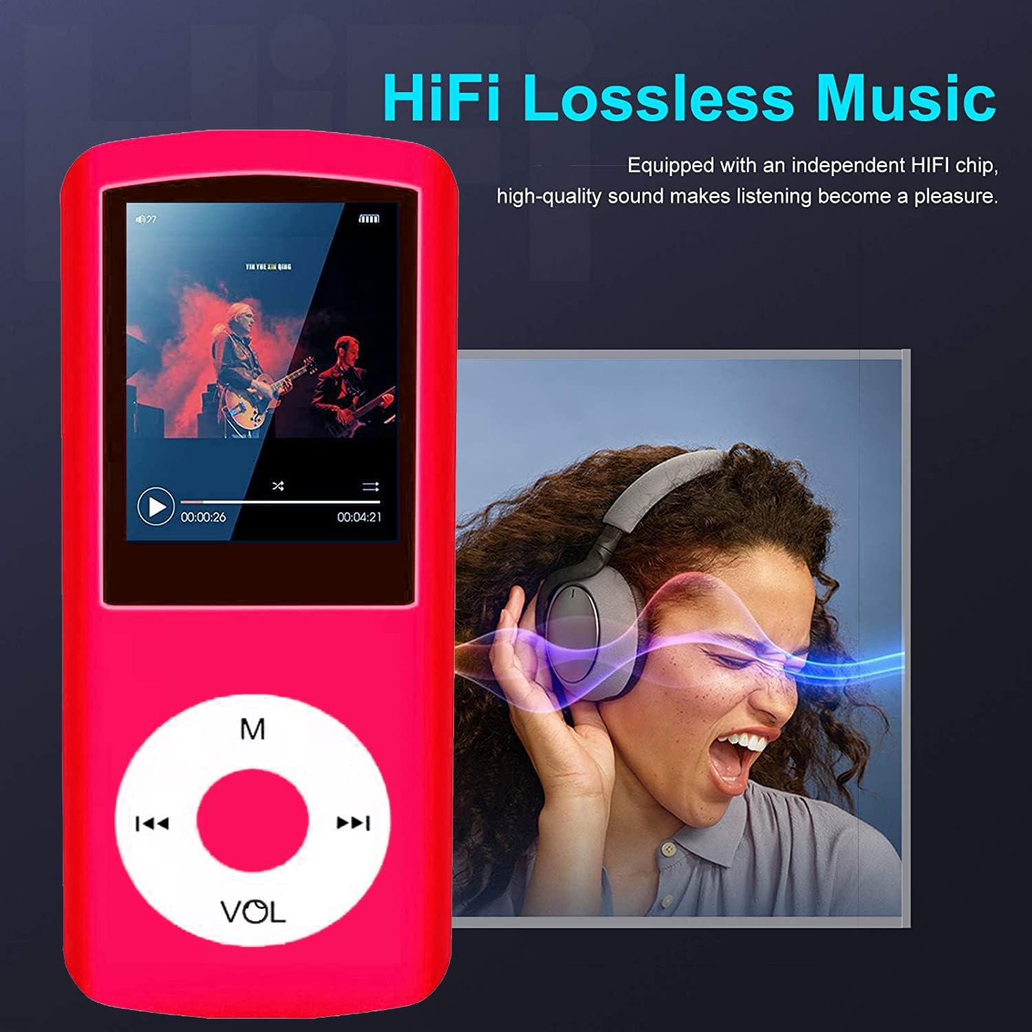 64GB MP3 Player, Hotechs MP3 Music Player with Slim Classic Digital LCD 1.82'' Screen Mini USB Port with FM Radio, Voice Record