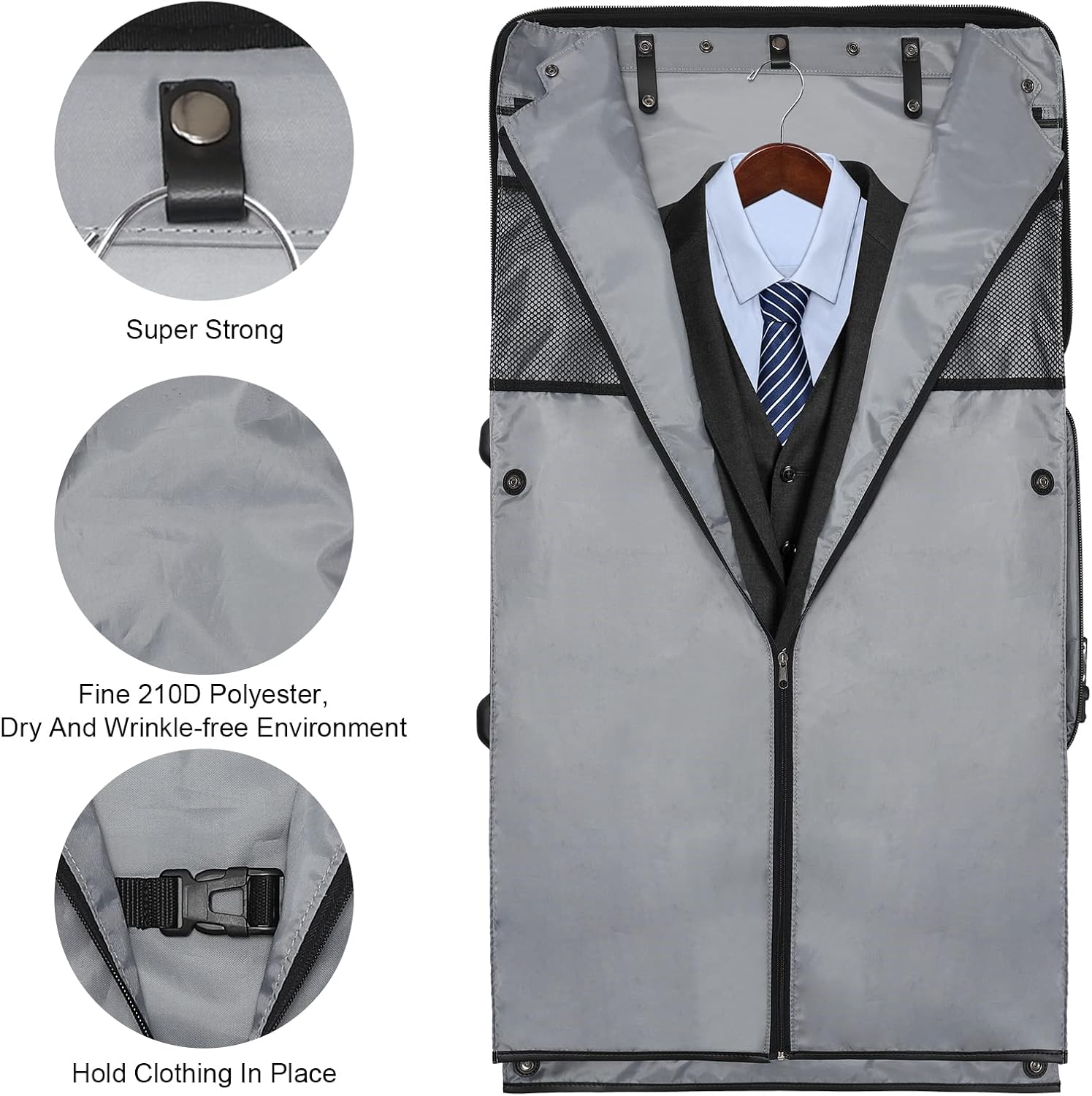 review Bonioka Rolling Suitcase Luggage Garment with Built-In TSA Lock, 2 in 1 2-Wheeled Garment Luggage Bag for Men Women Business Travel, Black