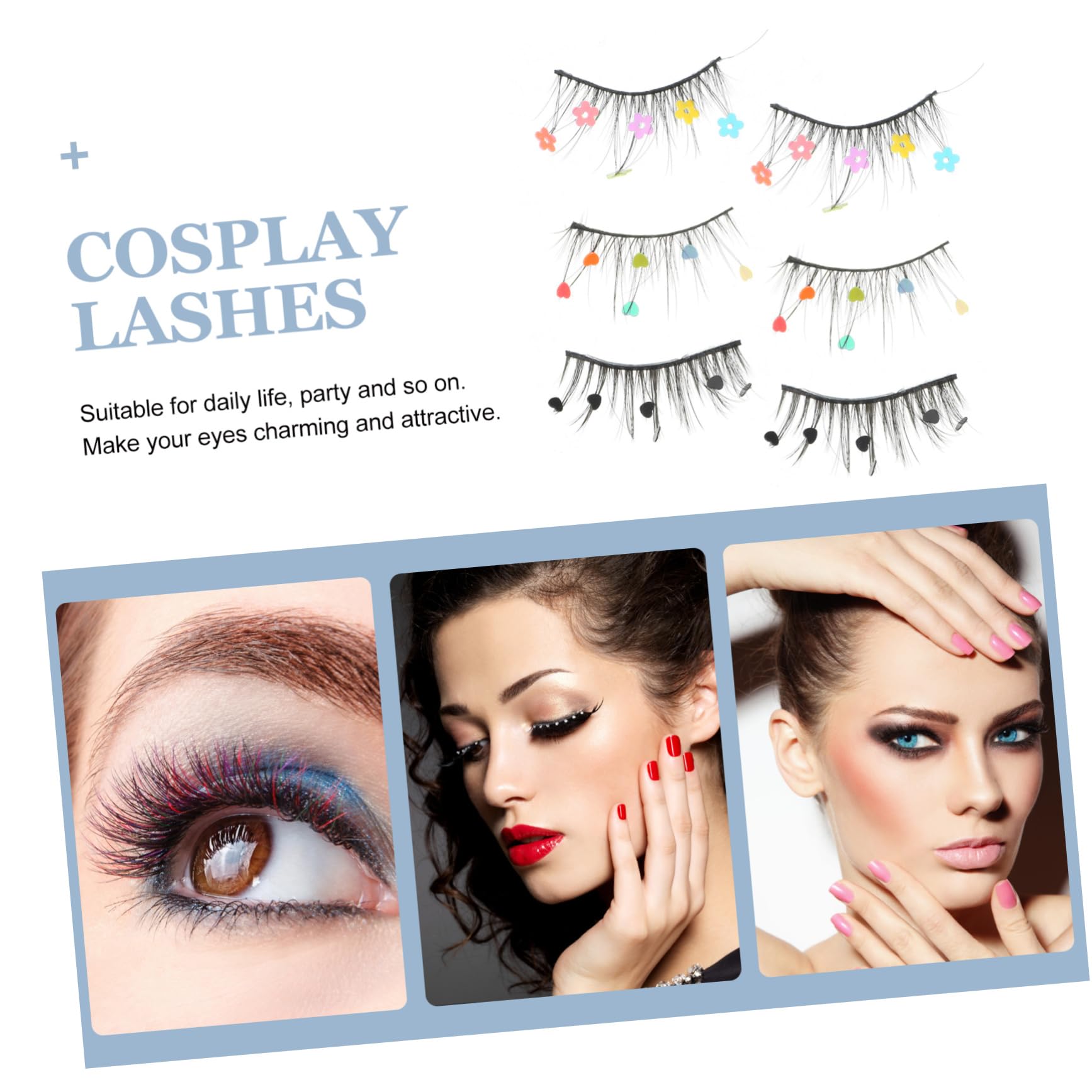 Beavorty 9paare Falsche Wimpern Mit Bunten Pailletten Herz Und Blumenmuster Für Einzigartigen Augenaufschlag Einfache Anwendung Für Und Besondere Anlässe