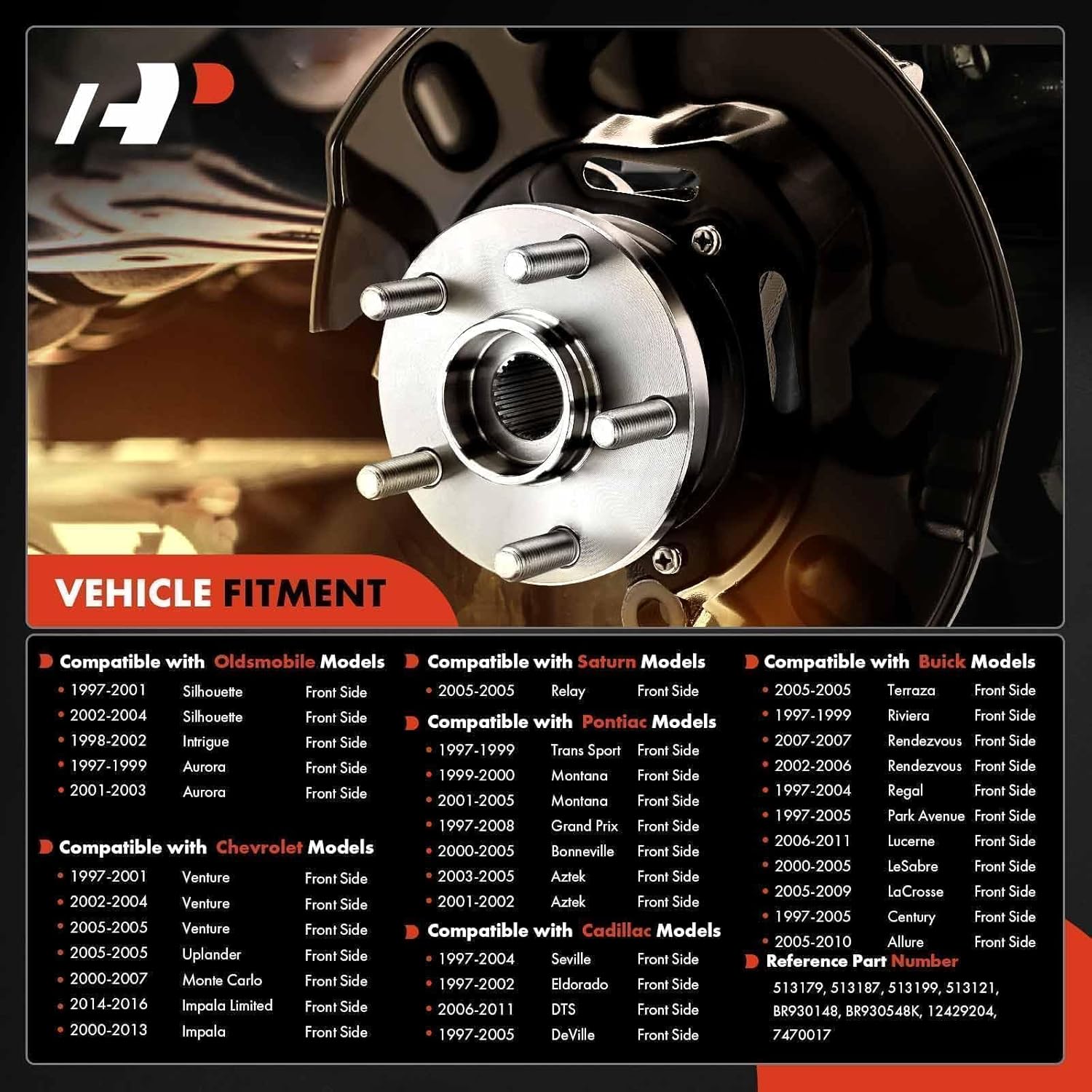 A-Premium Front Wheel Bearing Hub Assembly Compatible with Chevy Impala Monte Carlo Uplander, Buick Century Lacrosse Regal, Cadillac DeVille DTS, Pontiac Grand Prix, with ABS & 5-Lug