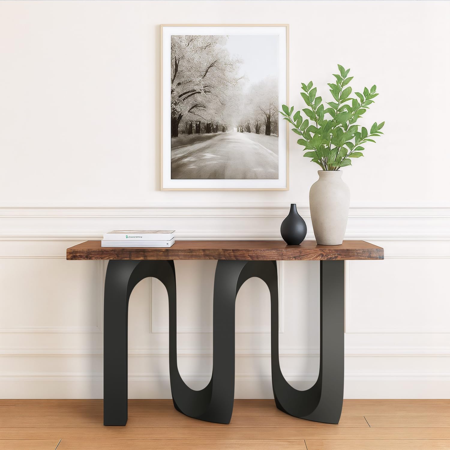 Flowyline 28" H 320 Cora Handcrafted Black Metal Table Legs and Bases for Console Tables Steel Desk Legs | Rust-Resistant Adjustable Furniture Legs for Bench DIY Mid-Century Modern Indoor Outdoor