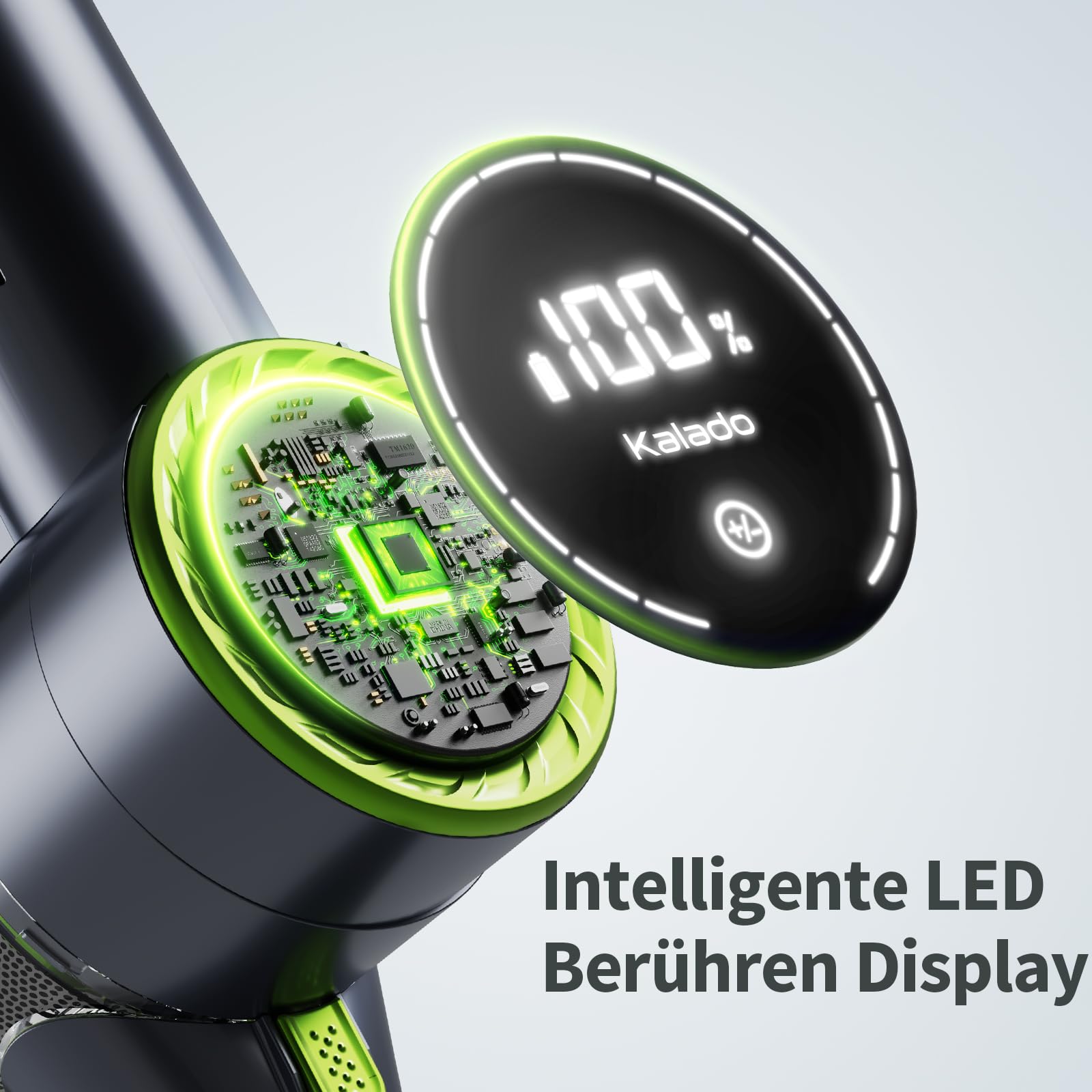 kalado Akku Staubsauger KCV600, 10 in 1 Staubsauger Kabellos 480W 33Kpa, Leicht Akkusauger mit Abnehmbarer Akku 40Mins, LED Display, Anti-Tangle-Bürste, für Hartboden Teppich Tierhaare