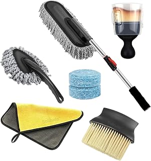 Solitude 7 PCS Microfiber Car Duster Kit | Interior & Exterior Car Cleaning Detailing Tool Scratch & Lint Free, Pollen Removing Duster for Car & Motorcycle (Multicolor)