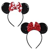 2 Pcs Mouse Ears Sequin Headbands,Shiny Bows Headbands, A Perfect Addition to Your Trip Essentials Accessories for Women Grils Princess Decoration Costume Cosplay