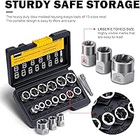 Vista 5 de Kit de extractor de pernos, juego de 14 piezas de extracción de pernos y tuercas con adaptador de 3/8 pulgadas, juego de extractor de pernos rayados