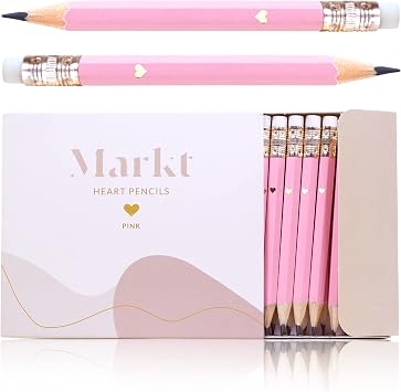 Heart Pencils for Baby Shower Games and Bridal Shower Games, Mini Pencils, Small Pink Pencil Set For Game Prizes, Bridal Pens Pink