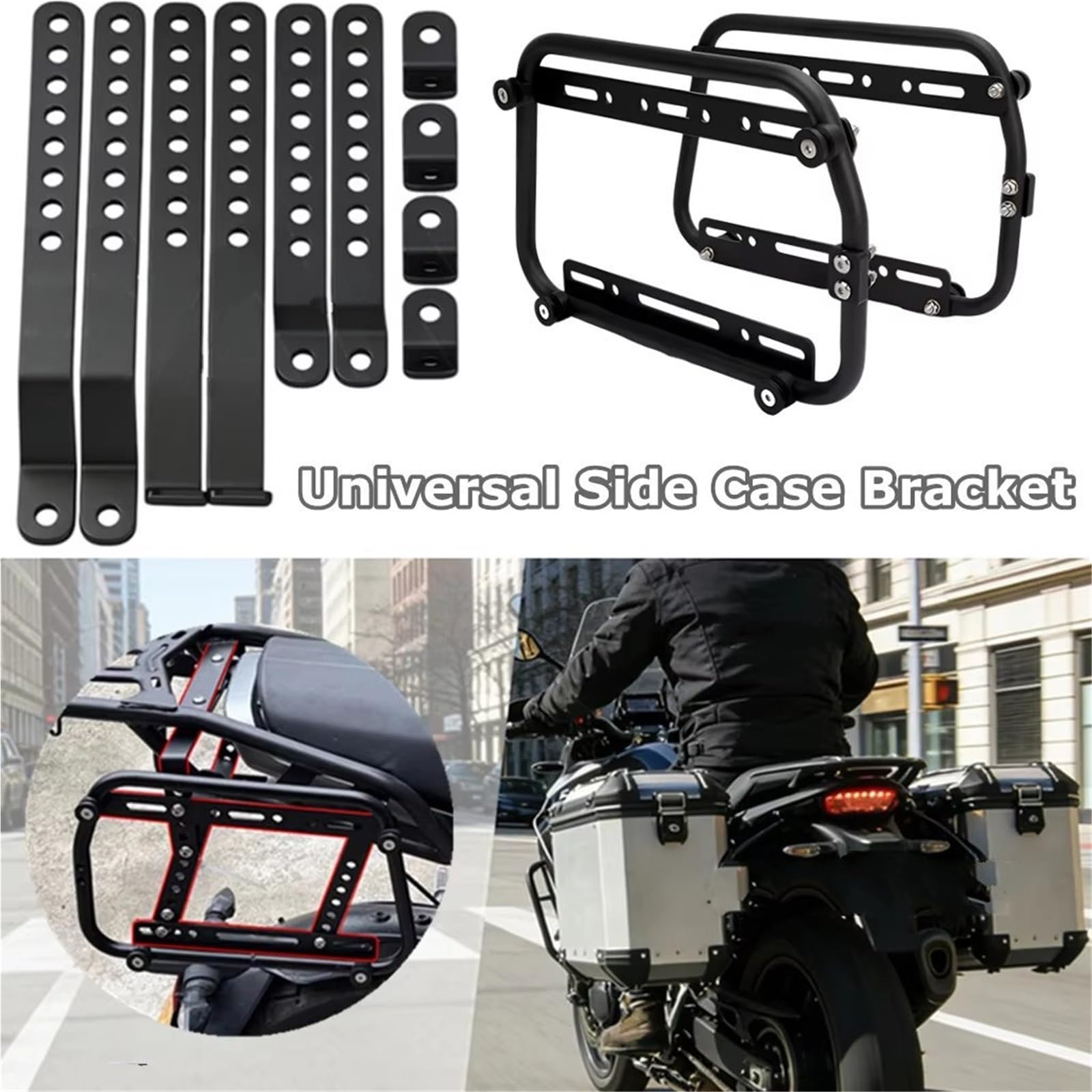 Soporte De Caja Lateral Motocicleta Desmontable Rápido, Portaequipajes Aleación Aluminio Universal para Suzuki Portaequipaje Moto