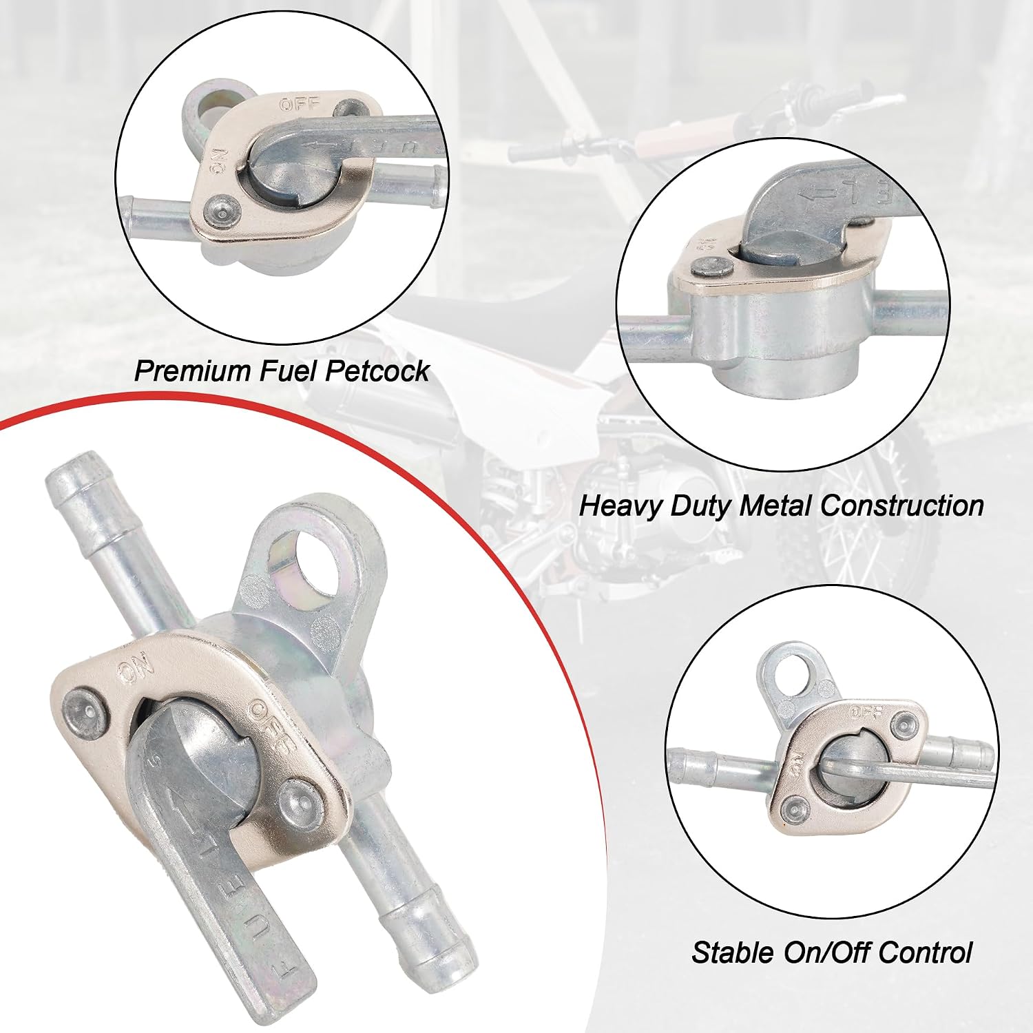 RUTU Inline Fuel Petcock Shut Off Valve Fuel Line Set with Fuel Filters Clamps for 50cc 70cc 110cc 125cc 150cc 250cc ATV Dirt Bike Scooter Go Kart Mini Bike