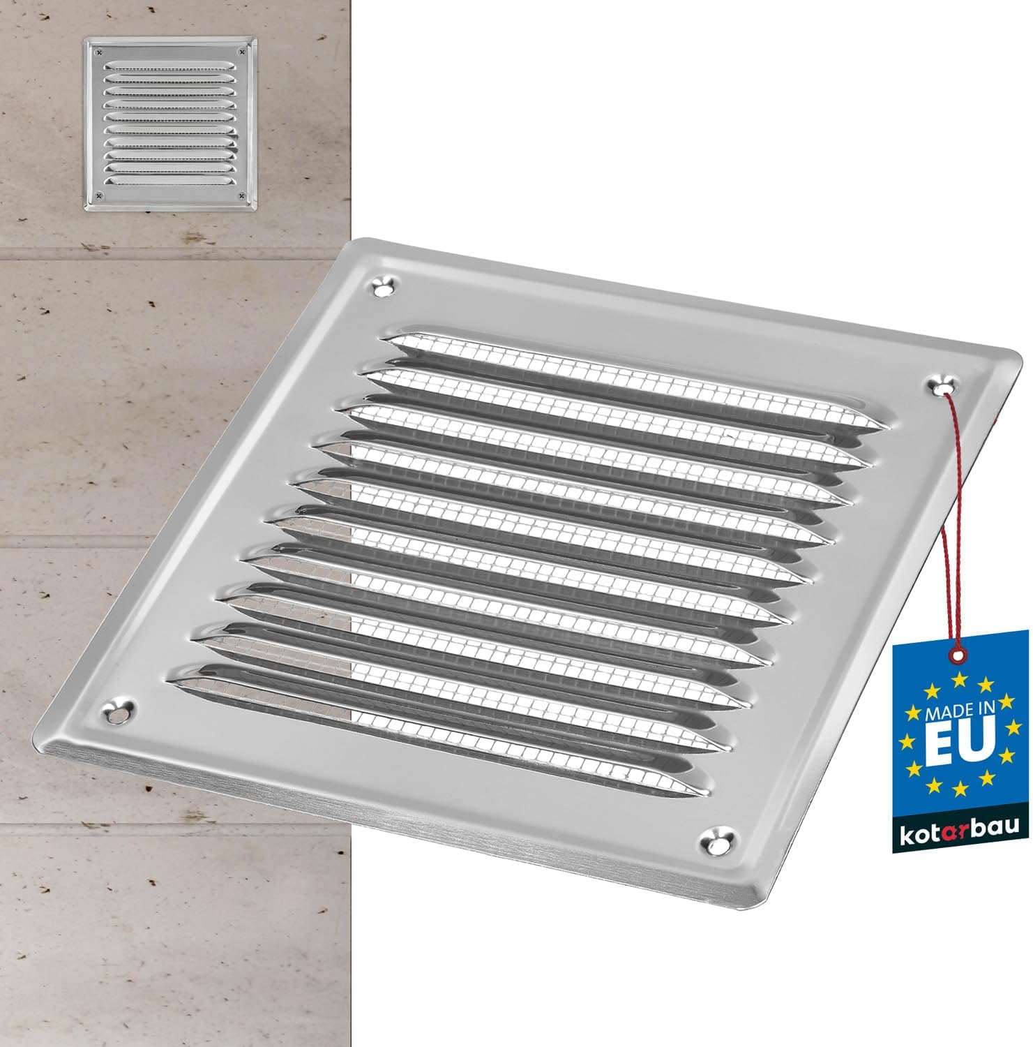 Lüftungsgitter 15x15cm - Metall Abluftgitter Mit Insektenschutz