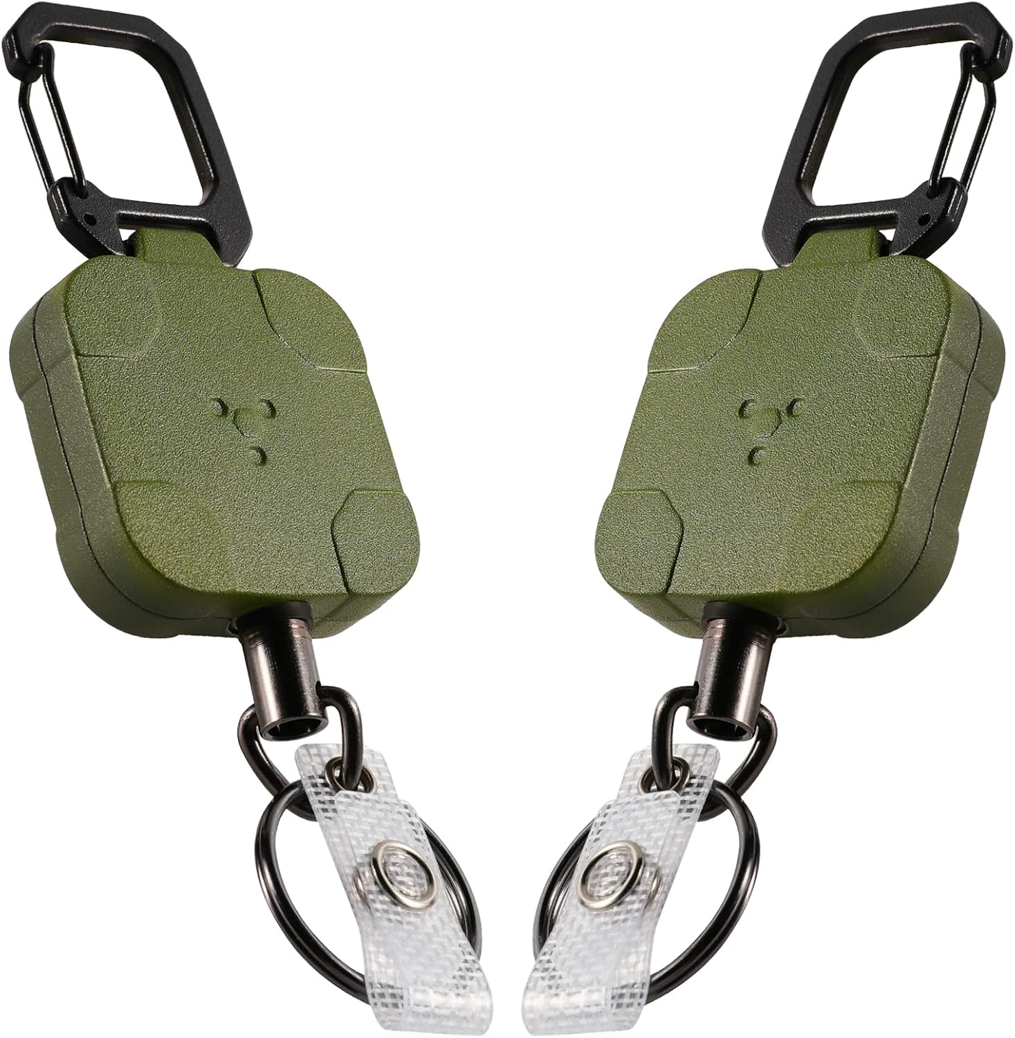 2 Pack Metal Retractable Keychain,Badge Holder Key Reel with 31” Retractable Cord, 8 oz(Army Green).