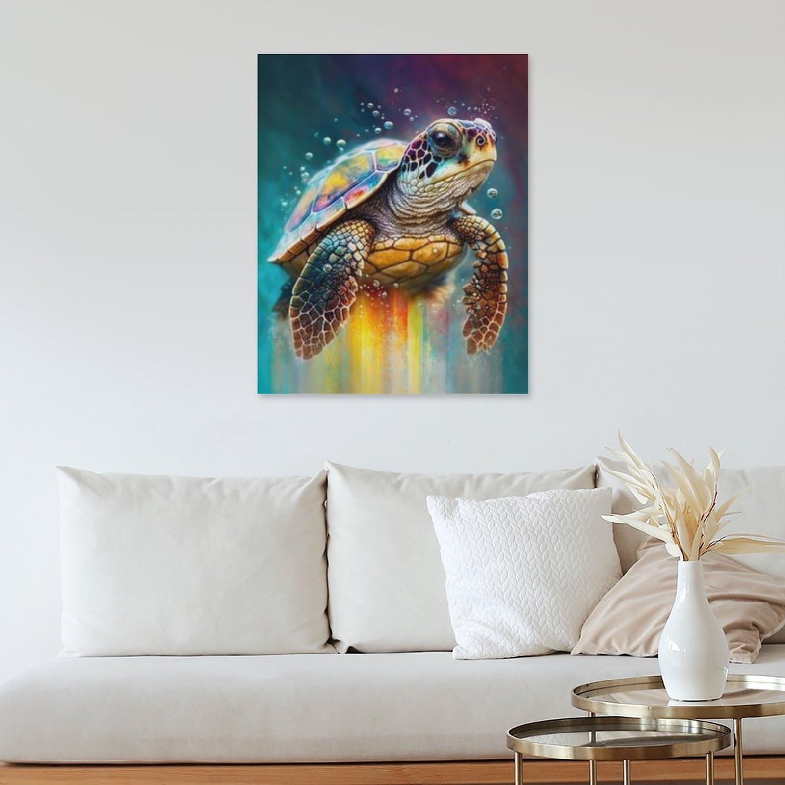 Amazon.co.jp: 絵画 色のついたウミガメインテリア 絵画 海洋油絵 超