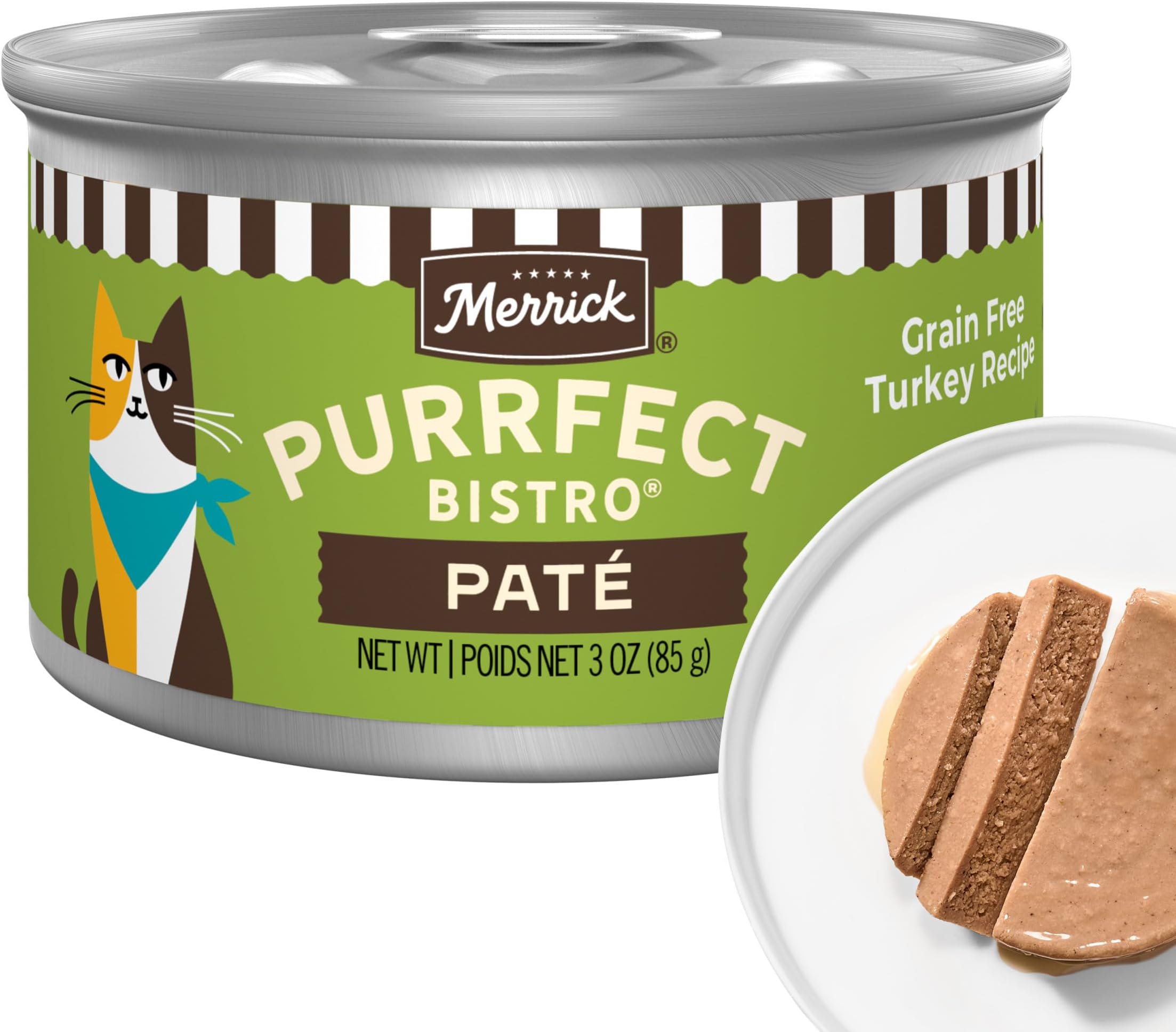 Purrfect Bistro Grain Free Premium Soft Canned Pate Adult Wet Cat Food, High Protein Turkey Recipe - (Pack of 24) 3 oz. Cans