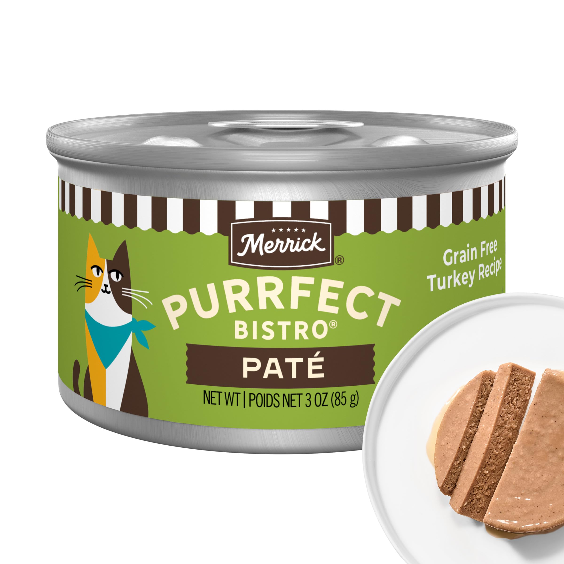 Purrfect Bistro Grain Free Premium Soft Canned Pate Adult Wet Cat Food, High Protein Turkey Recipe - (Pack of 24) 3 oz. Cans