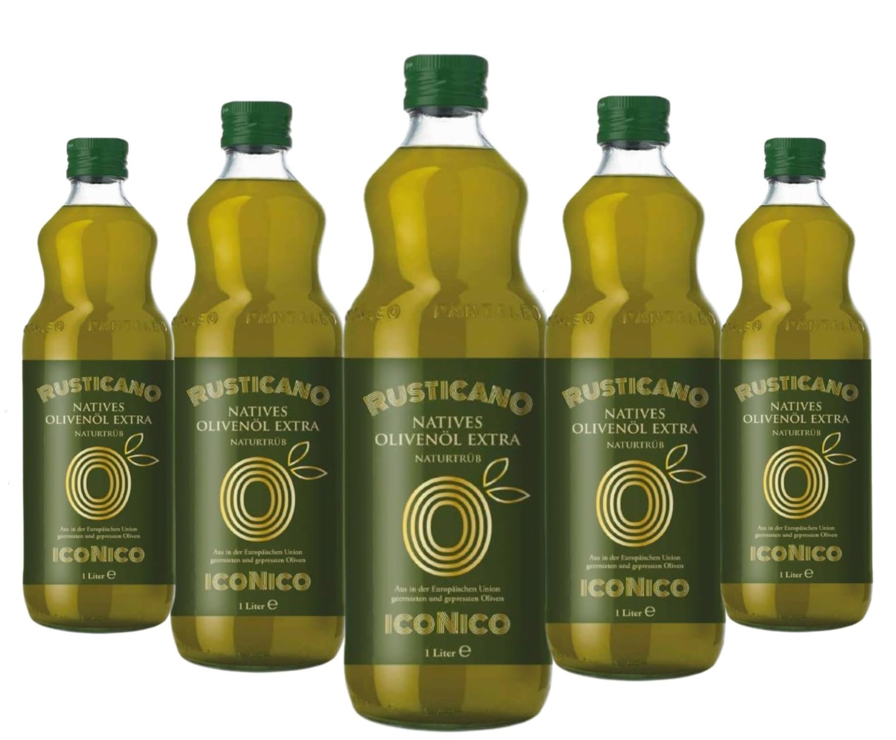 ICONICO RUSTICANO UNGEFILTERT 5 Liter Natives Olivenöl EXTRA aus Apulien/Italien - 5x1 Liter Glas