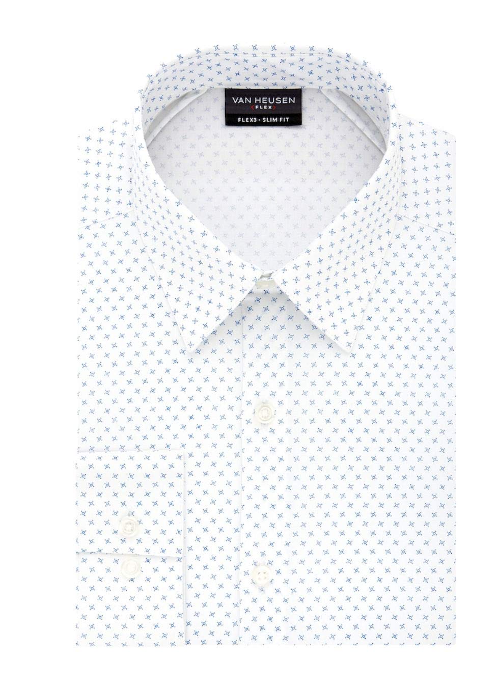 Van HeusenMen's Flex Slim Fit 4-Way Stretch Dress Shirt (Azure,  36/37)