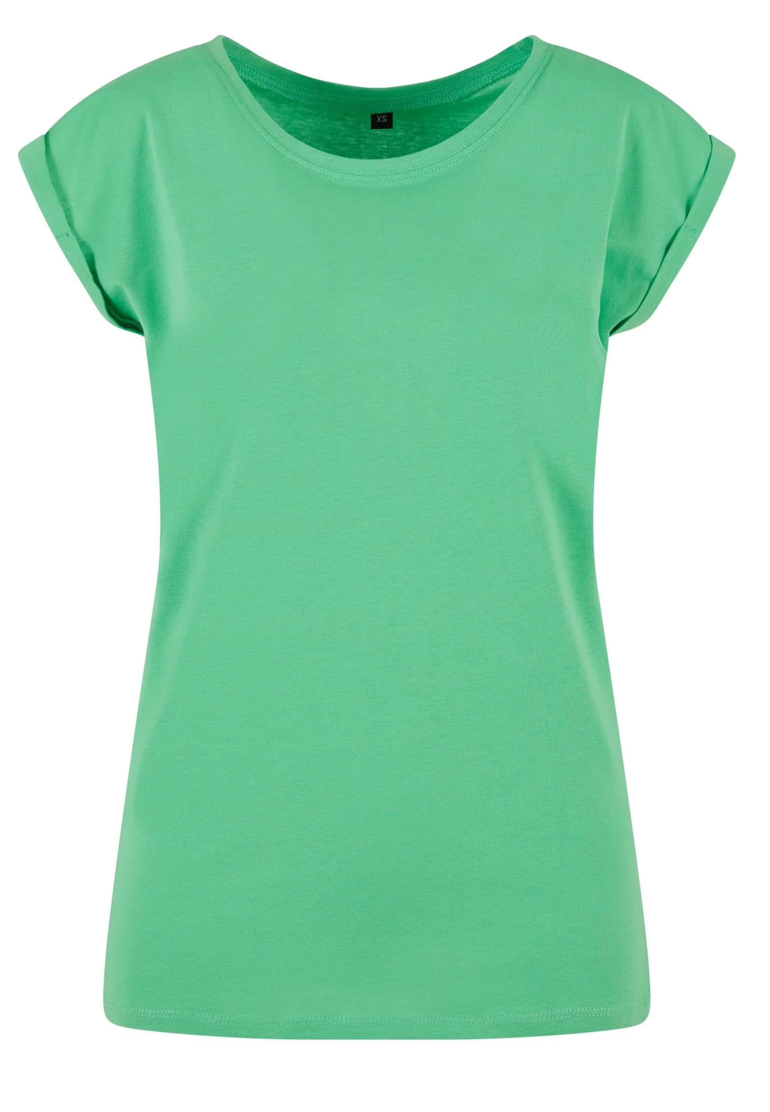 Build your Brand Women's Extended Shoulder Tee, Fresh Green, S