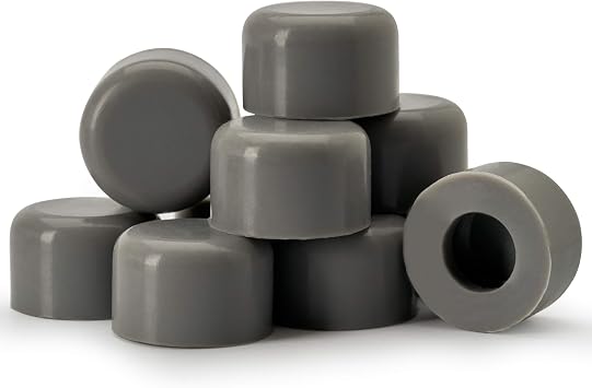 Premium Rubber Door Stop Stud Replacement Tips Doorstopper Bumpers, Springe Hinge End Caps for Wall & Floor Protection Universal Size Grey
