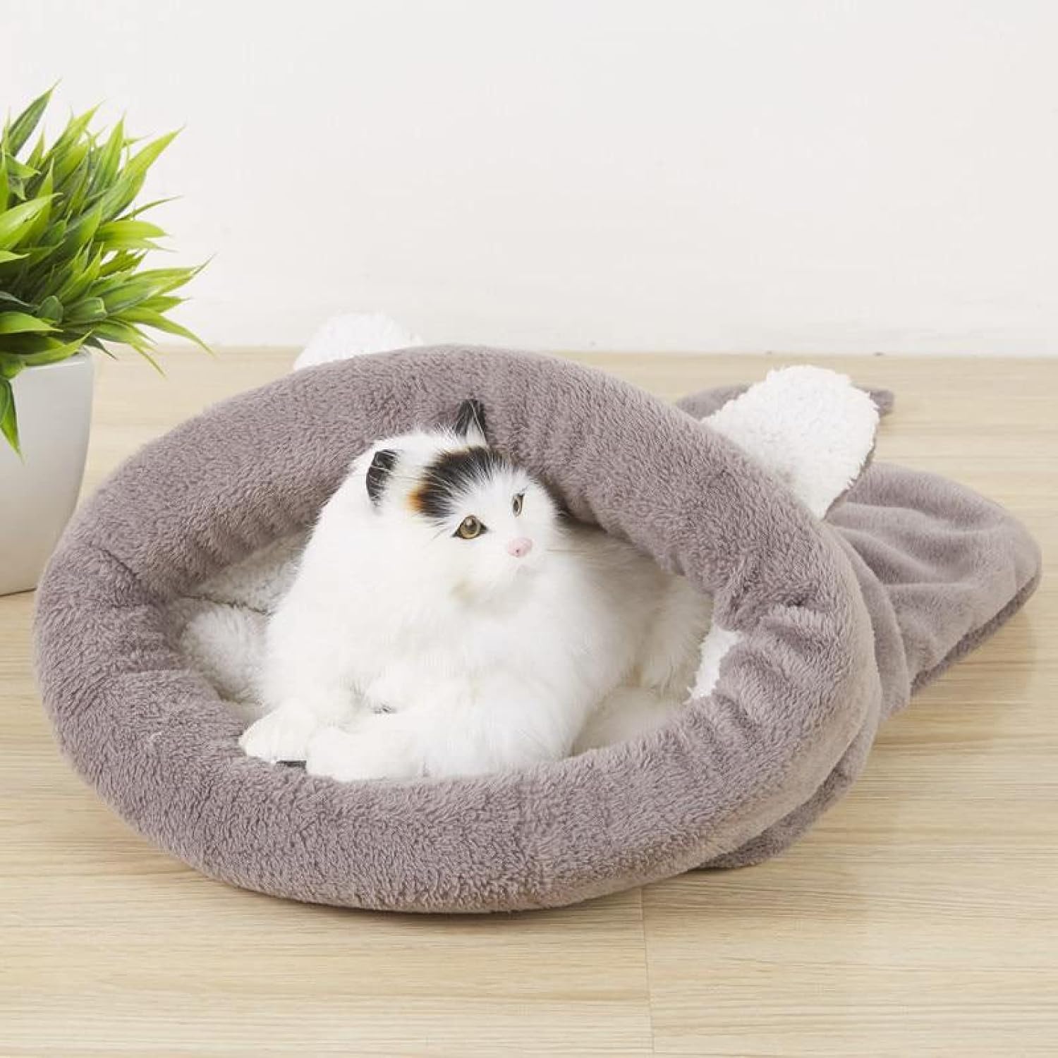 review Cat Bed Cave Sleeping Bag Pet Mat Self-Warming Kitty Sack for Cats and Small Dog 21X25inch (Brown)