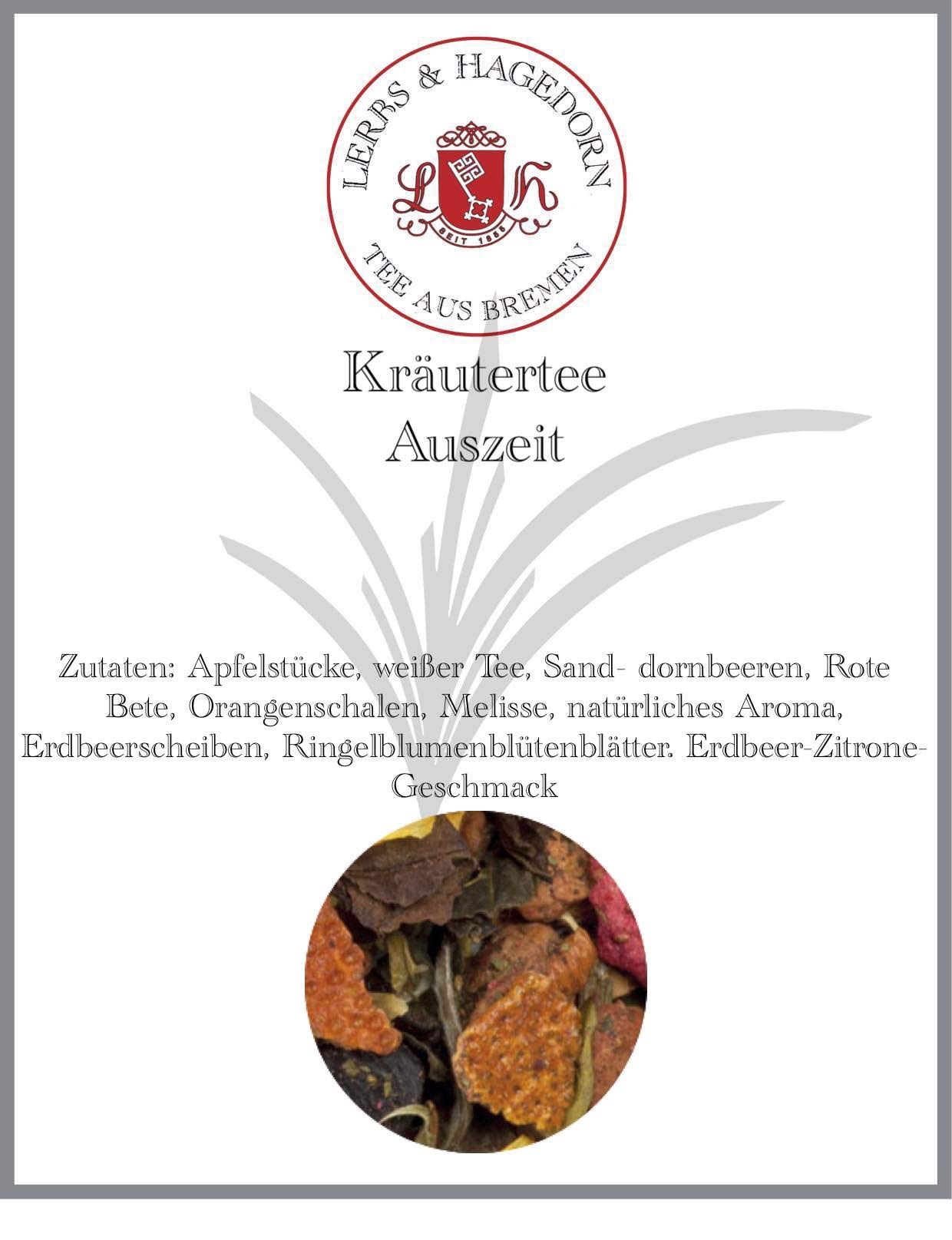 Lerbs & Hagedorn, Kräutertee Auszeit | Erdbeere, Zitrone 2kg Ca. (162 Liter) Apfelstücke, Weißer Tee, Sanddornbeeren, Rote Bete