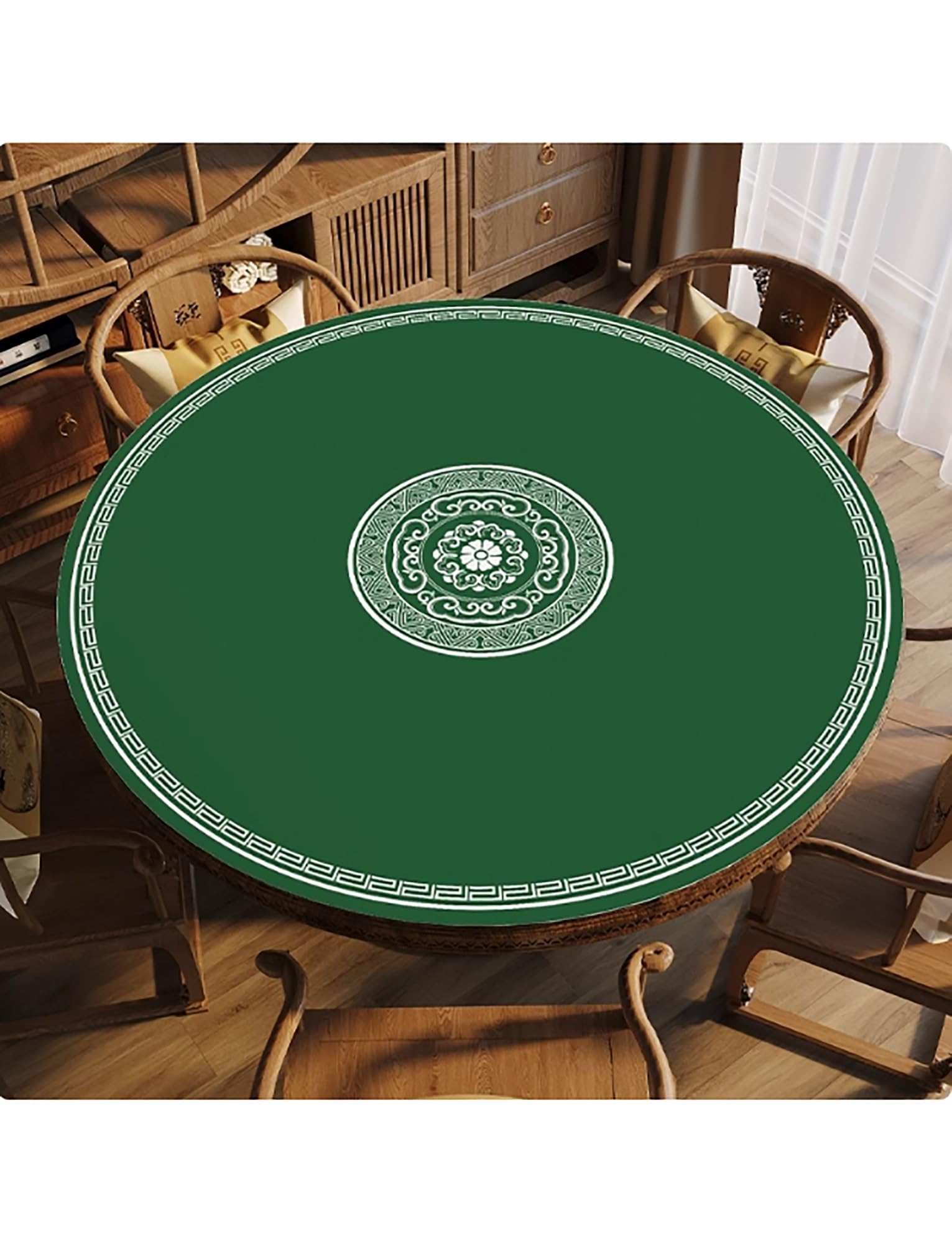 Genérico Tapete de Mahjong Redondo Antideslizante 90cm Verde para Mesa