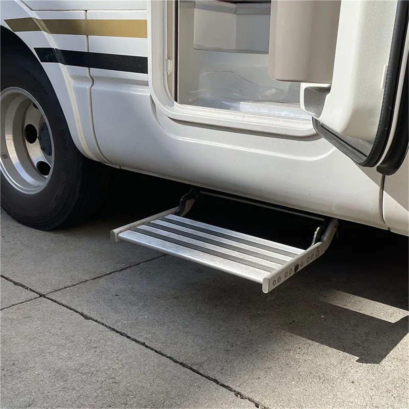 Gradino pieghevole in lega di alluminio a doppio strato/strato singolo per camper e roulotte, accessori per camper e roulotte pedale piede gradino portiera supporto piede(Double layer rv step)