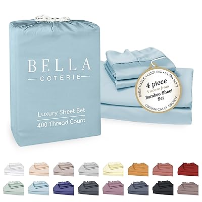Bella Coterie Luxury Bamboo Viscose Queen Size Sheet Set | 100% Organically Grown | Ultra Soft | Cooling for Hot Sleepers | 18" Deep Pocket [Mocha]