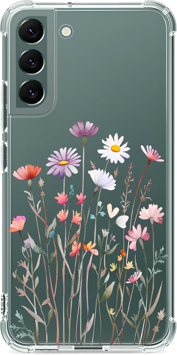 Floral Clear Case for Galaxy S22+ for Women/Girls,Pretty Phone Cover for Samsung Galaxy S22 Plus 5G,Flower Design Slim Soft Transparent Drop Proof TPU Protective Silicone Bumper Shell,FL-37 - Image 9