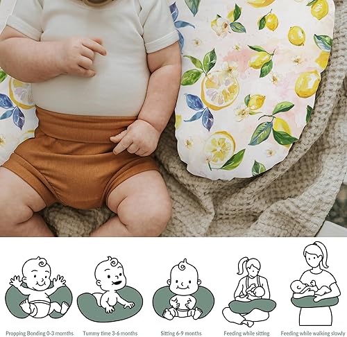 Miniatura 6 de Fundas de almohada de lactancia vintage para bebés con limones para niños y niñas, ramas de limón, hojas, flores, fundas de almohada de lactancia