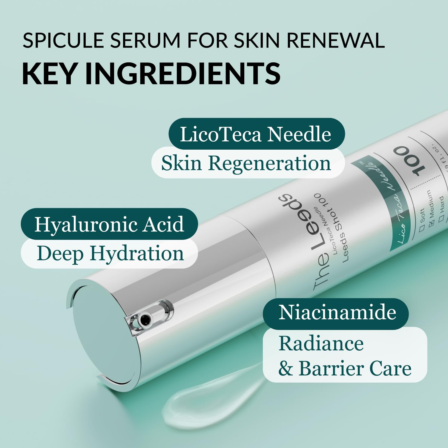 The Leeds LicoTeca Needle Leeds Shot 100 Spicule Serum 50ml(1.69 fl. oz.) | Pore Care&Skin Renewal Booster | Hyaluronic Acid, Niacinamide, Allantoin, Adenosine | Fragrance-Free, Active Korean Skincare - Image 2