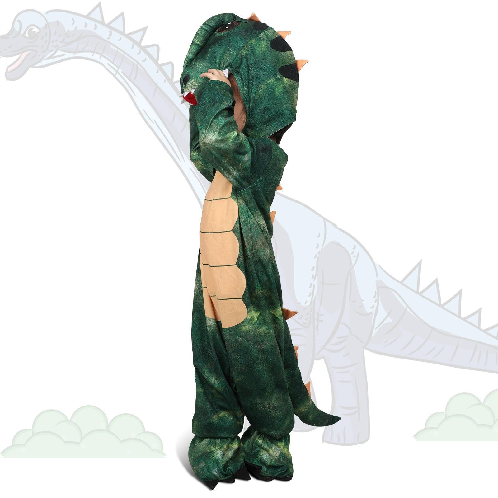 F Fityle Costume da Dinosauro per Bambini, Costume da Cartone Animato T Rex per spettacoli teatrali, Carnevale, Gioco di Ruolo, S