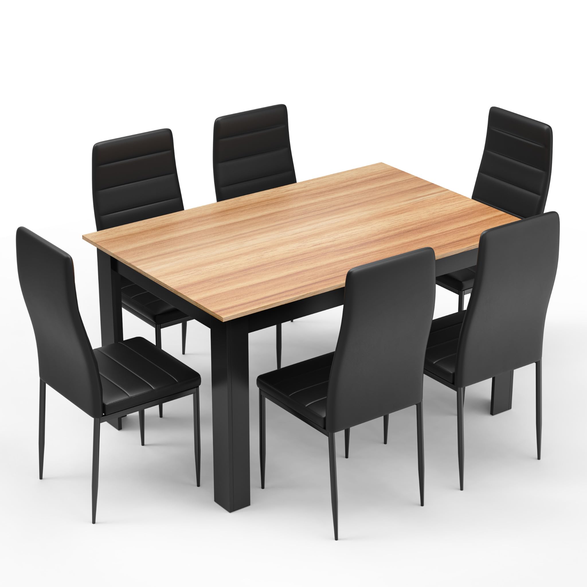 Mondeer Dining Table and Chairs Set 6, 138x90x75cm, for Kitchen Home Office — image 1