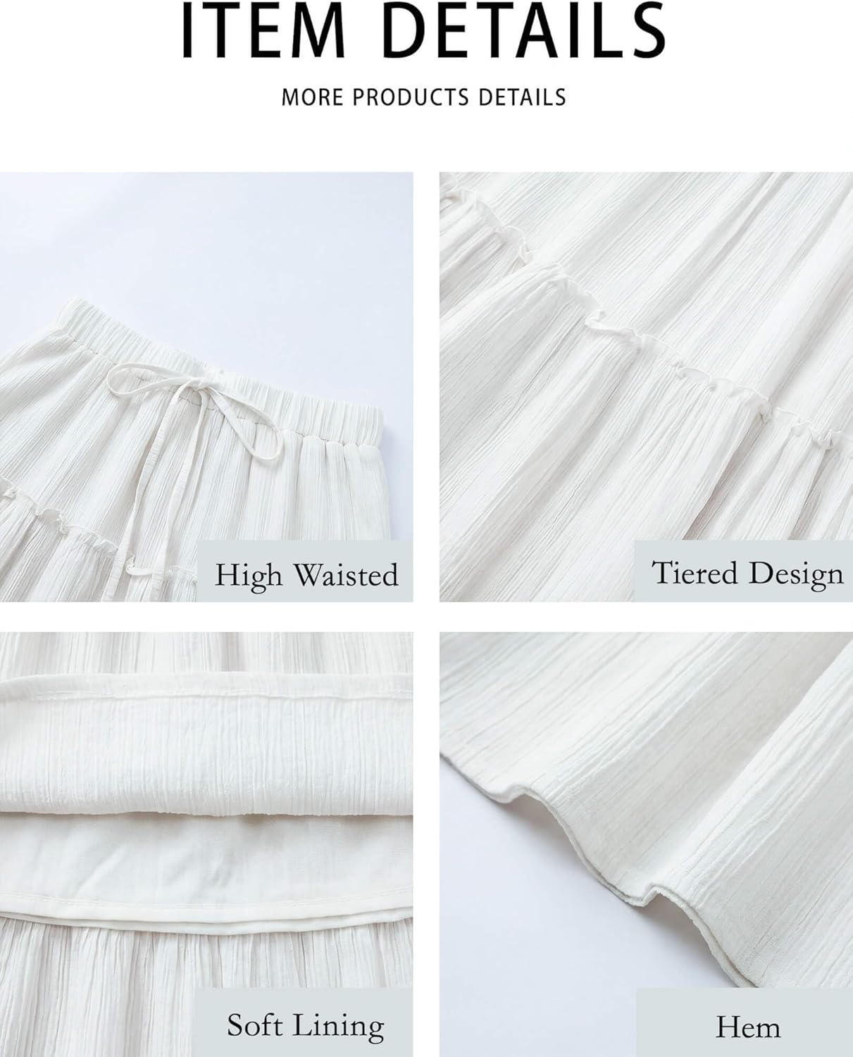 DERAX Womens Boho Maxi Skirt Flowy Ruffle Tiered Elastic High Waisted A Line 2026 Spring Summer Beach Vacation Long Skirts - Image 4