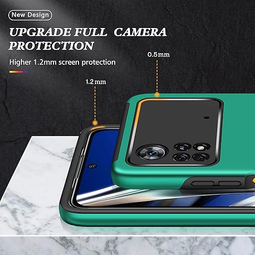 Miniatura 5 de Funda para Xiaomi Poco X4 Pro 5G con protector de pantalla, soporte de anillo de protección resistente de doble capa a prueba de golpes, grado