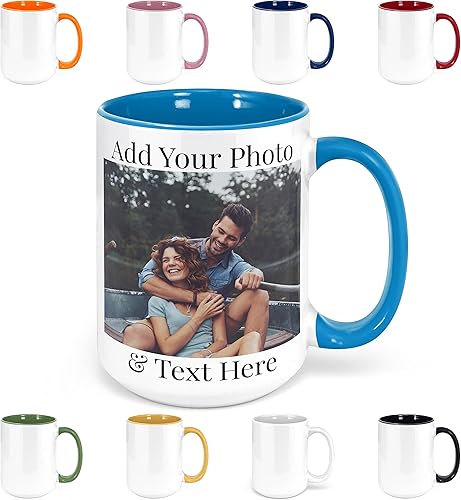 Miniatura 1 de Tazas de café personalizadas, tazas de café personalizadas con texto fotográfico, taza de café de cerámica personalizada, taza personalizable, taza