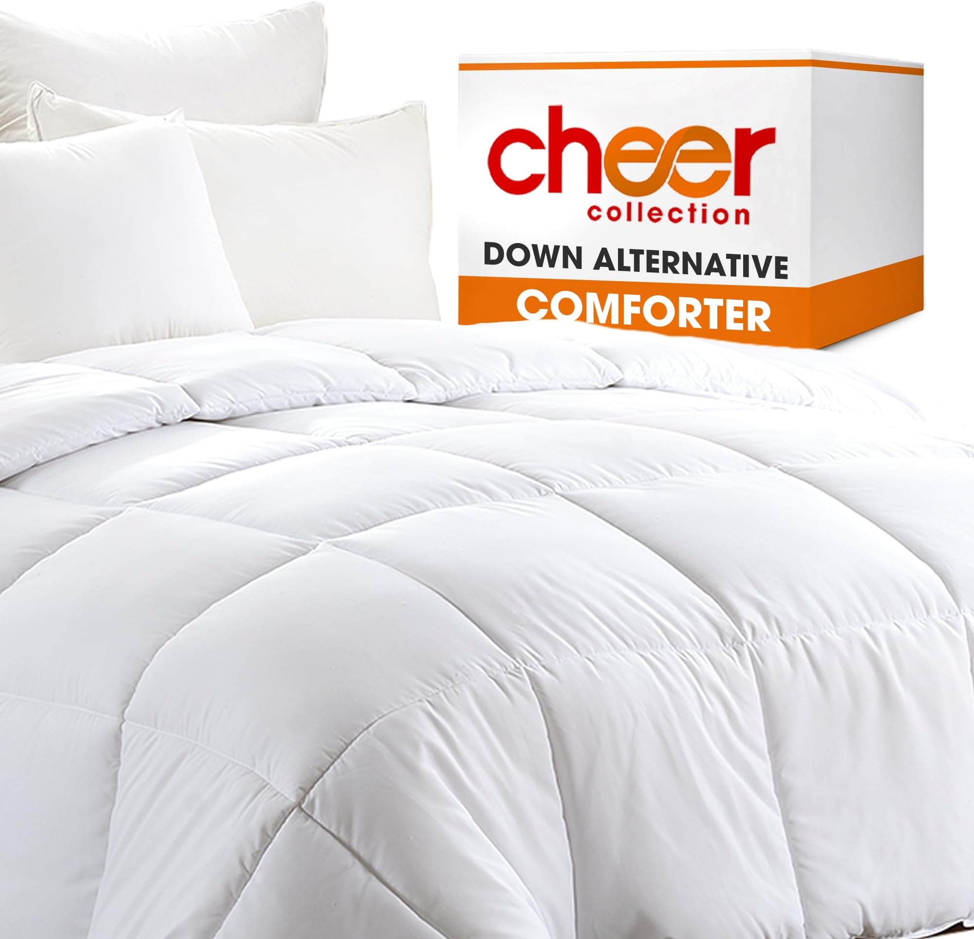 Cheer Collection Luxurious Duvet Insert - Super Plush Goose Down Alternative Twin Size White Comforter - 68" x 88"