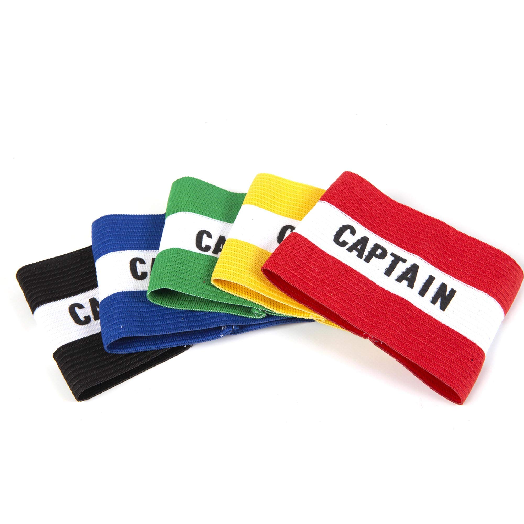 Fitness Health Football Band Soccer Captain's Armband Design Captain Band for Adult and Youth, 5 Colours Available for Multiple Sports, Elastic Arm Band for Captain (5 Pack - Kids) โ image 1